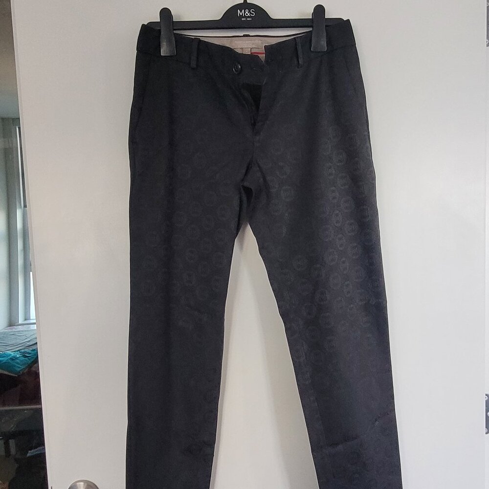 Brocade tapered black pants